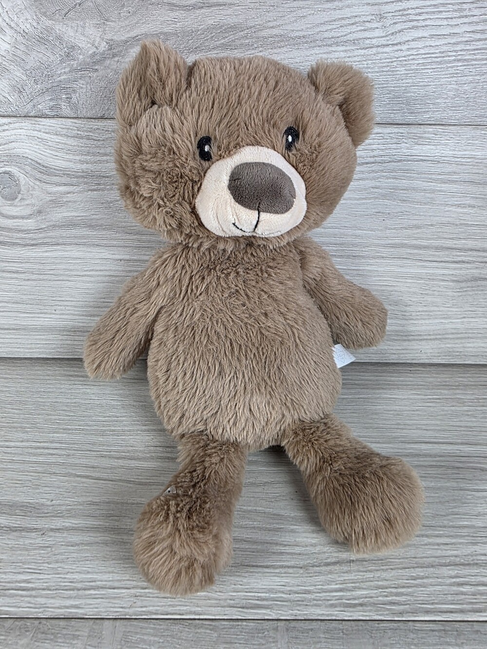 Plush Teddy Bear 12" Light Brown Cream Embroidered Face SU17